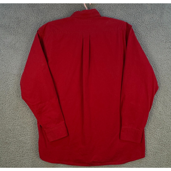 Roundtree And Yorke Outdoors Mens Large Red Cotton Button Down Shirt - Picture 8 of 12